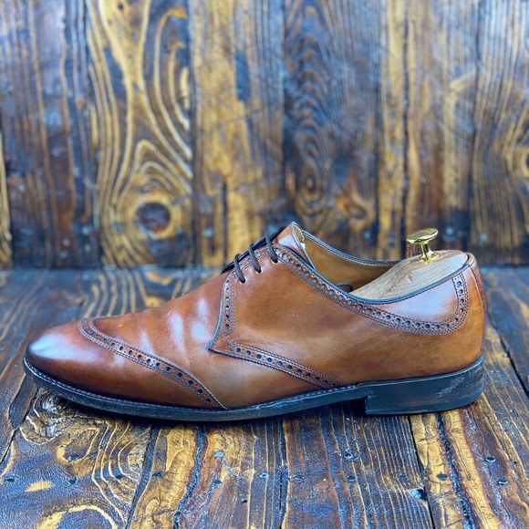 Bontoni Bespoke Men\'s Walnut Leather Derby Dress Shoe Size 13 Wide Made in Italy main image 10